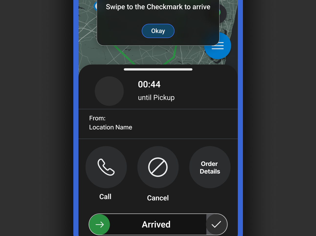 Phluowise Driver App UI showing order detection